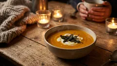 Hartige geroosterde wortelgroentesoep - 221 calorieën per portie